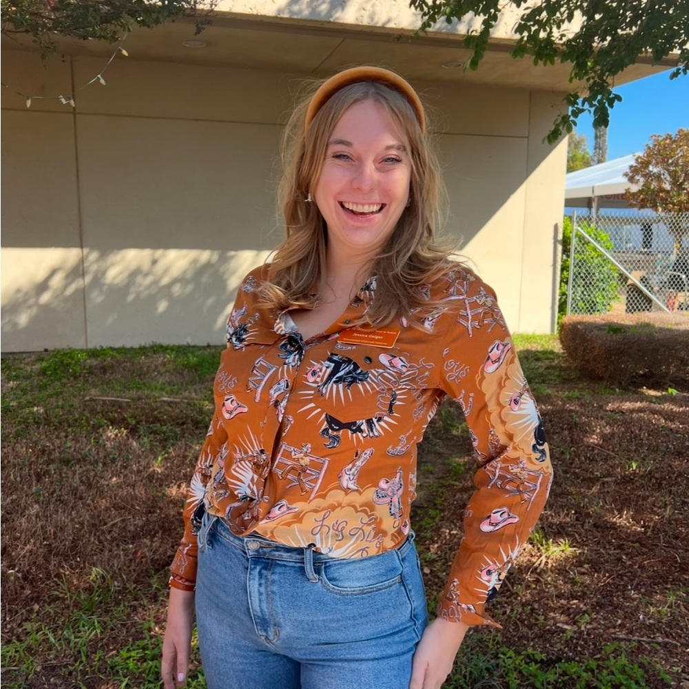 Anthropologie Orange Patterned Blouse